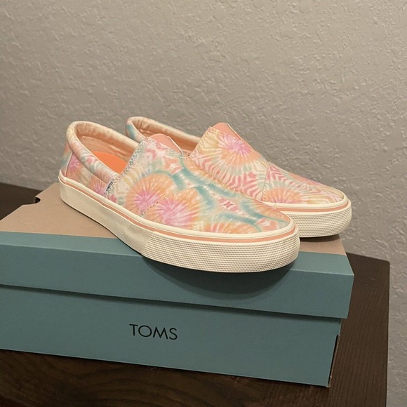 New TOMS Womans Sz 9 Alpargata Fenix Slip On Candy Pink Tie Dye Canvas NIB - Picture 9 of 9